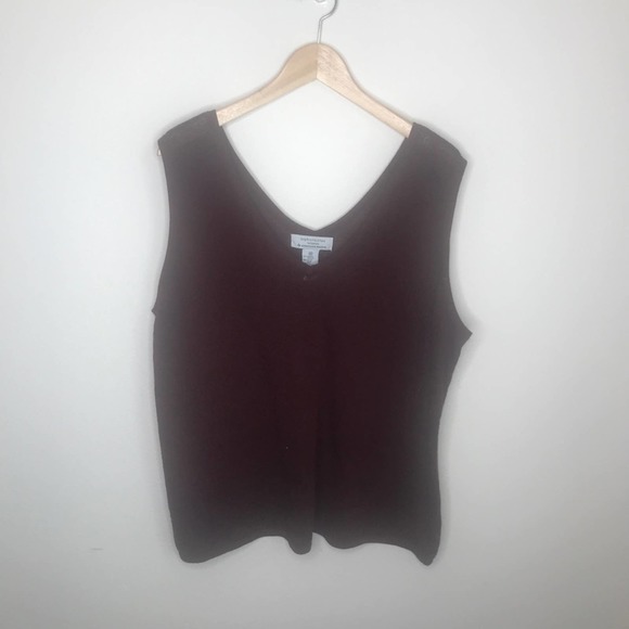 SOPHISTICATES WOMAN Jonathan Martin reddish brown V-neck Sleeveless Sweater 3X - Picture 3 of 4